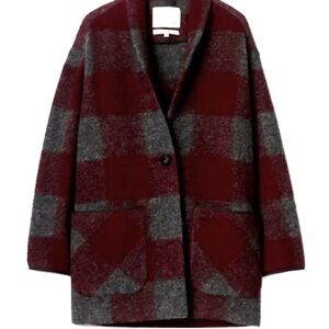 Wilfred Off duty plaid wool coat xs grey burgundy